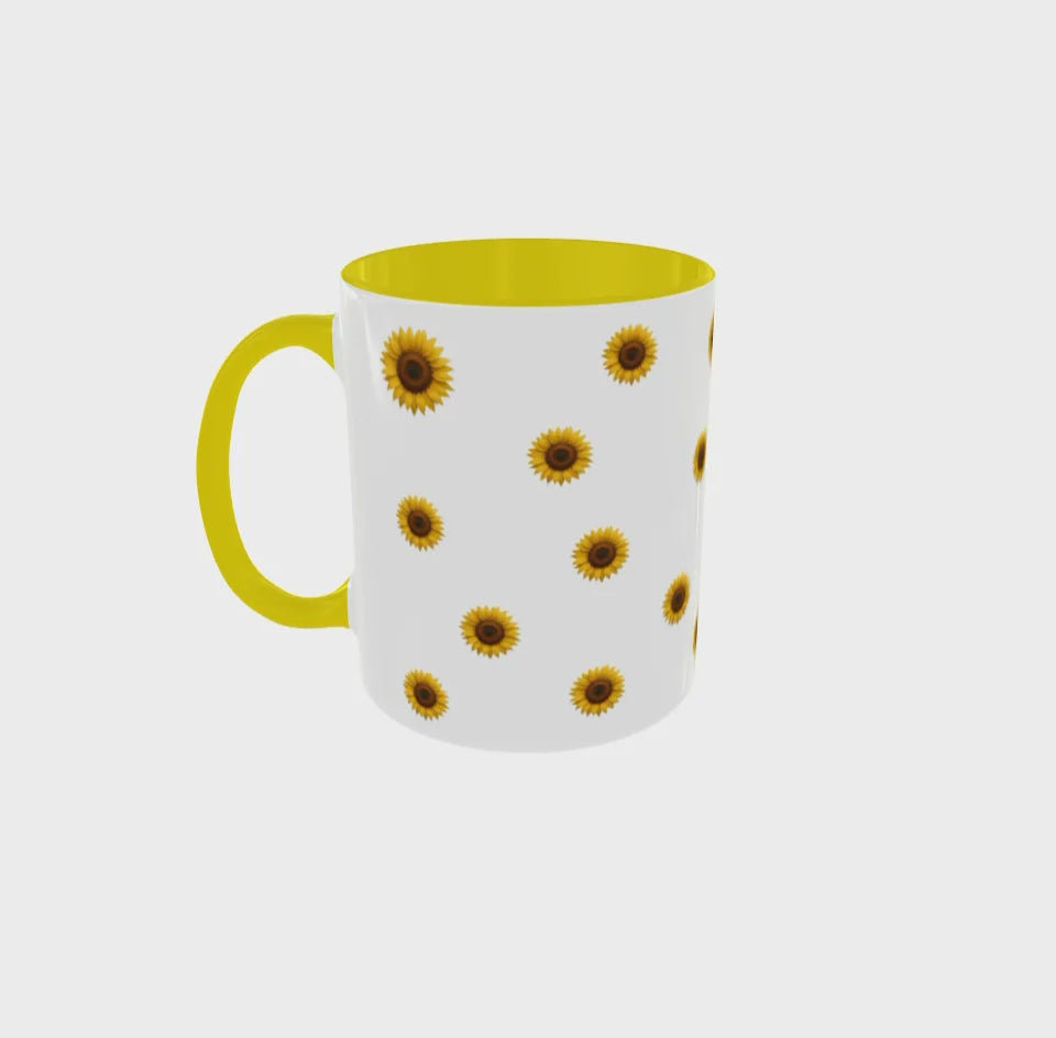 Mug en Céramique avec Anse Jaune Motifs Tournesol pour Maman 325 ml