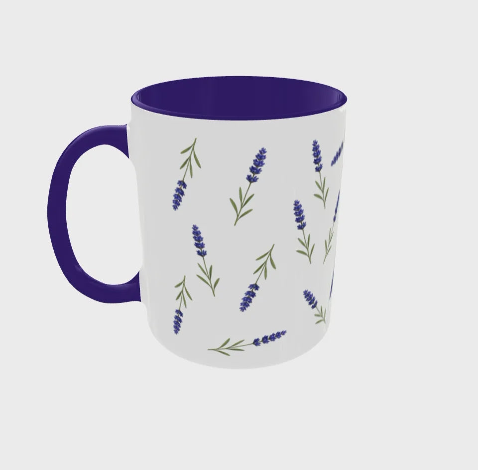 Mug en Céramique avec Anse Bleue Motifs Lavande pour Maman 325 ml